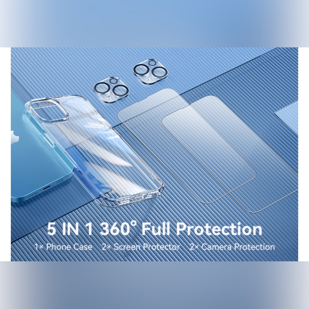 New! Unopened! 5 in 1 for iPhone 15 Case, with 2 Tempered Glass Screen Protector